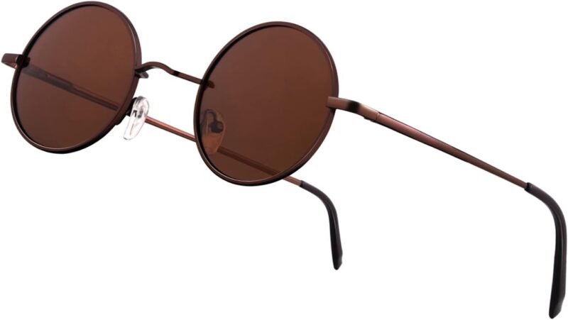Carsbyvictor Sunglasses Round Vintage Small Round Polarized Hippie Sunglasses for Men Women Circle Sun Glasses NP1002