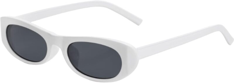 Carsbyvictor Sunglasses Oval Narrow Cat Eye Sunglasses for Women Men 90s Sun Glasses Womens Small Oval Sunglasses Black Shades