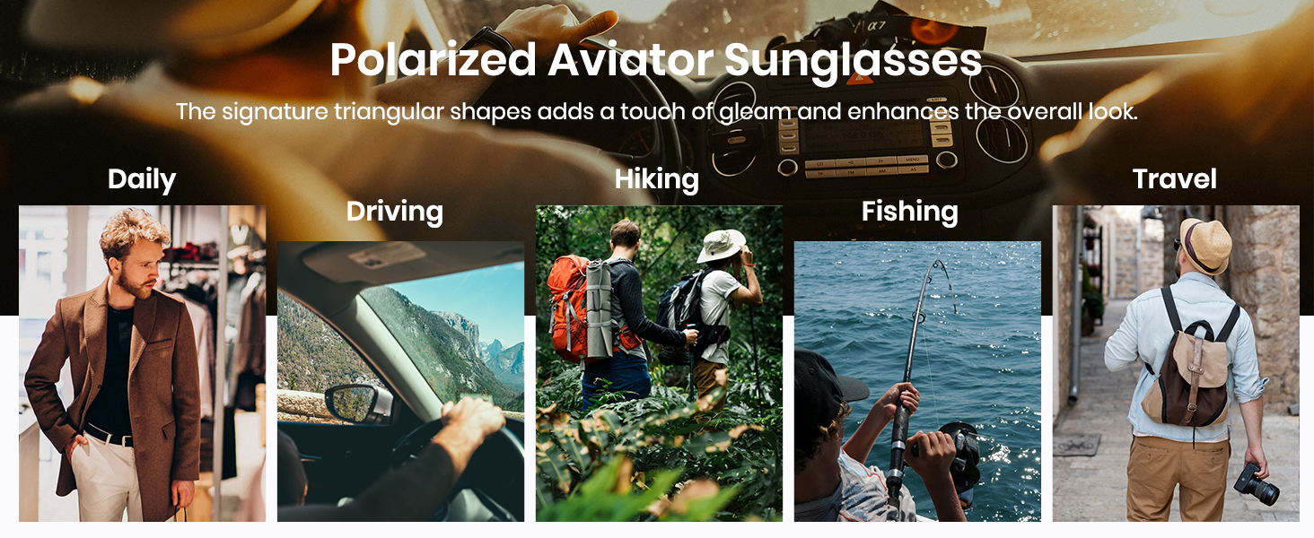 aviator sunglasses for men polarized sunglasses uv protection trendy black sunglasses