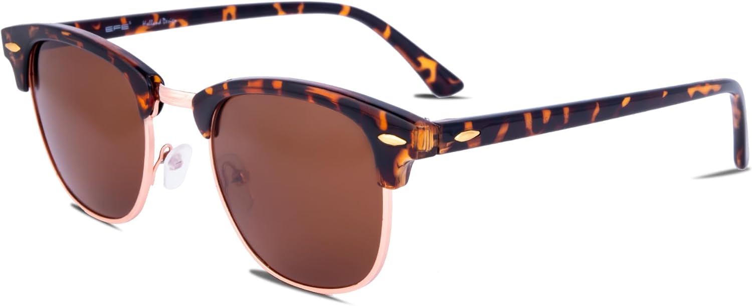 Carsbyvictor Sunglasses Browline  Retro Sunglasses for Women Men Trendy Vintage Polarized UV400 Protection Lightweight TR90 Black Frame Sunglasses