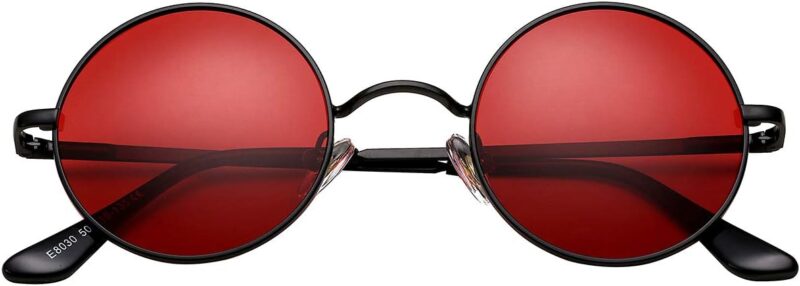 Carsbyvictor Sunglasses Round Circle Lennon Glasses Retro Round Polarized Sunglasses Hippie Style Small Circle Sun Glasses