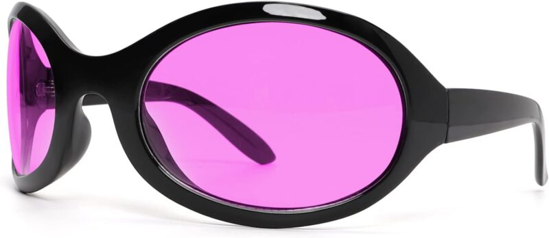 Carsbyvictor Sunglasses Oversized Oval Fashion Sunglasses for Women Men Wrap Around Classic Oval Black Sun Glasses Ladies Shades