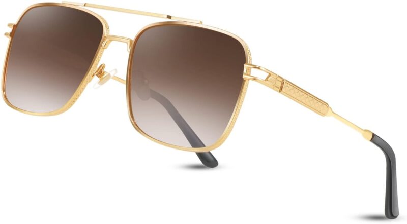 51NaUTUMEDL._AC_SL1500 Carsbyvictor Sunglasses Square Sunglasses for Men Women Vintage 70s Pilot Shades Classic Metal Frame B2845