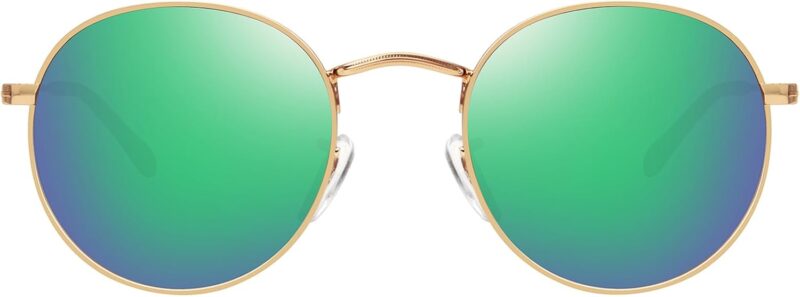 Carsbyvictor Sunglasses Round Polarized Sunglasses for Women Men Classic Retro Metal Frame Sun Glasses UV Protection