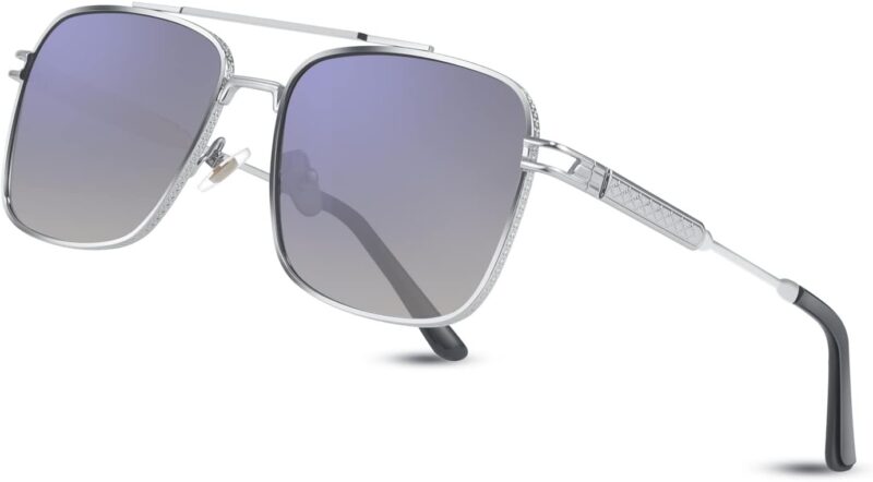 51UahP49EPL._AC_SL1500 Carsbyvictor Sunglasses Square Sunglasses for Men Women Vintage 70s Pilot Shades Classic Metal Frame B2845