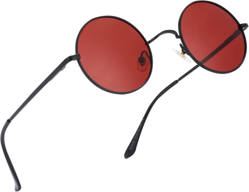 51W89LJmEgL._AC_SL1500 Carsbyvictor Sunglasses Round Trendy Small Round Polarized Sunglasses for Men Women Circle Hippie Style Sun Glasses