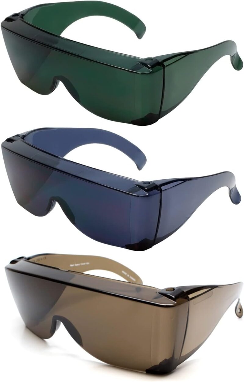 Carsbyvictor Sunglasses Wraparound  Fit Over Safety Glasses Fitover Prescription Eyewear Smoke Grey Men Women Wraparound Tinted Anti Scratch Glare