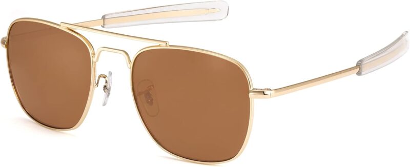 51ar2kxtg_L._AC_SL1500 Carsbyvictor Sunglasses Mens Sunglasses Polarized 55mm Pilot Military Square Shades with Bayonet Temples