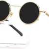 Carsbyvictor Sunglasses Round Steampunk Sunglasses Circle Lennon Glasses Gothic Metal Frame 100% UV Blocking Lens