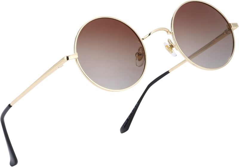 51j1w-nC0SL._AC_SL1500 Carsbyvictor Sunglasses Round Trendy Small Round Polarized Sunglasses for Men Women Circle Hippie Style Sun Glasses