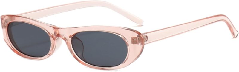 Carsbyvictor Sunglasses Oval Narrow Cat Eye Sunglasses for Women Men 90s Sun Glasses Womens Small Oval Sunglasses Black Shades