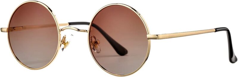 Carsbyvictor Sunglasses Round Circle Lennon Glasses Retro Round Polarized Sunglasses Hippie Style Small Circle Sun Glasses