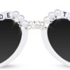 Carsbyvictor Sunglasses Cat EyeBride Sunglasses for Bachelorette White Heart Glasses for Bride to Be Gift, Bachelorette Accessories Party Favors