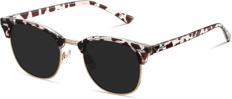 51p-ZO_dcrL._AC_SL1500 Carsbyvictor Sunglasses Browline Semi Rimless Polarized Sunglasses for Men Women Classic Trendy Driving Sun Glasses UV Protection