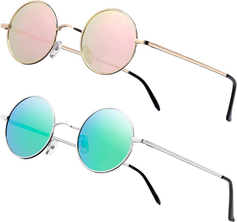 Carsbyvictor Sunglasses Round Vintage Small Round Polarized Hippie Sunglasses for Men Women Circle Sun Glasses NP1002