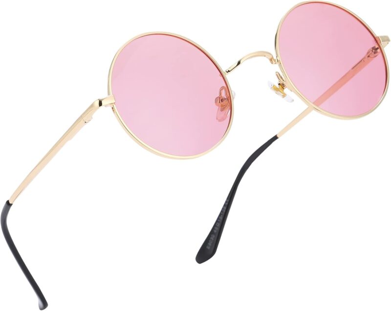 51ytVWyIC4L._AC_SL1500 Carsbyvictor Sunglasses Round Trendy Small Round Polarized Sunglasses for Men Women Circle Hippie Style Sun Glasses