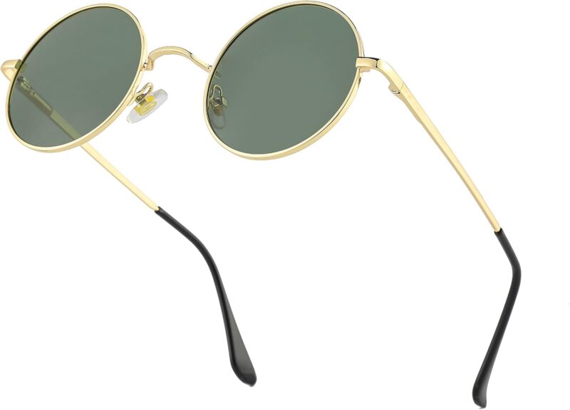 611APK03PDS._AC_SL1500 Carsbyvictor Sunglasses Round Trendy Small Round Polarized Sunglasses for Men Women Circle Hippie Style Sun Glasses
