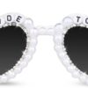 Carsbyvictor Sunglasses Cat EyeBride Sunglasses for Bachelorette White Heart Glasses for Bride to Be Gift, Bachelorette Accessories Party Favors