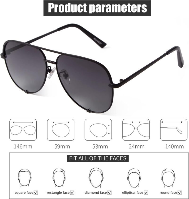 61BAa4EQUvL._AC_SL1500 Carsbyvictor Sunglasses Oversized Sunglasses for Women Men Trendy Retro Bulk Shade Black Faded Sun Glasses Classic UV Protection