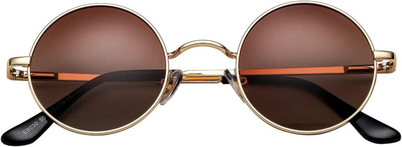 Carsbyvictor Sunglasses Round Circle Lennon Glasses Retro Round Polarized Sunglasses Hippie Style Small Circle Sun Glasses