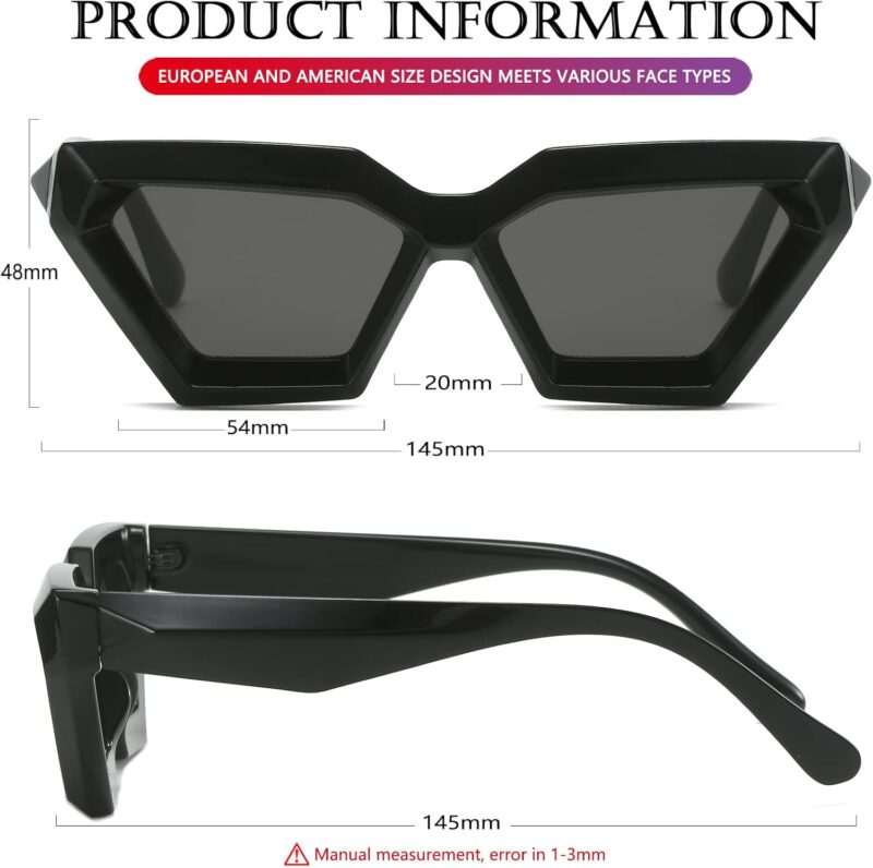 Carsbyvictor Sunglasses Cat Eye Thick Frame Cat Eye Sunglasses for Women Fashion Cut Cat-Eye Sun Glasses UV400 Protection