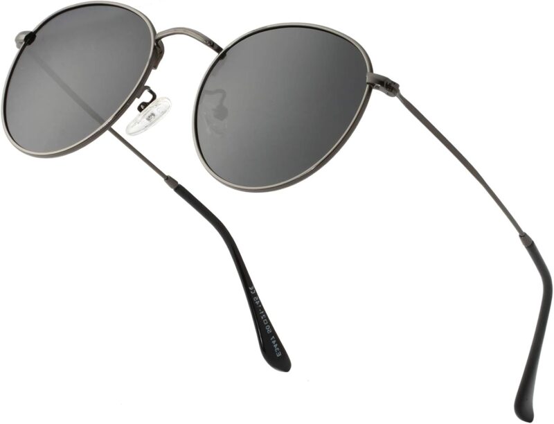 Carsbyvictor Sunglasses Round Polarized Sunglasses for Women Men Classic Retro Sun Glasses Circle Metal Frame Shades UV Protection