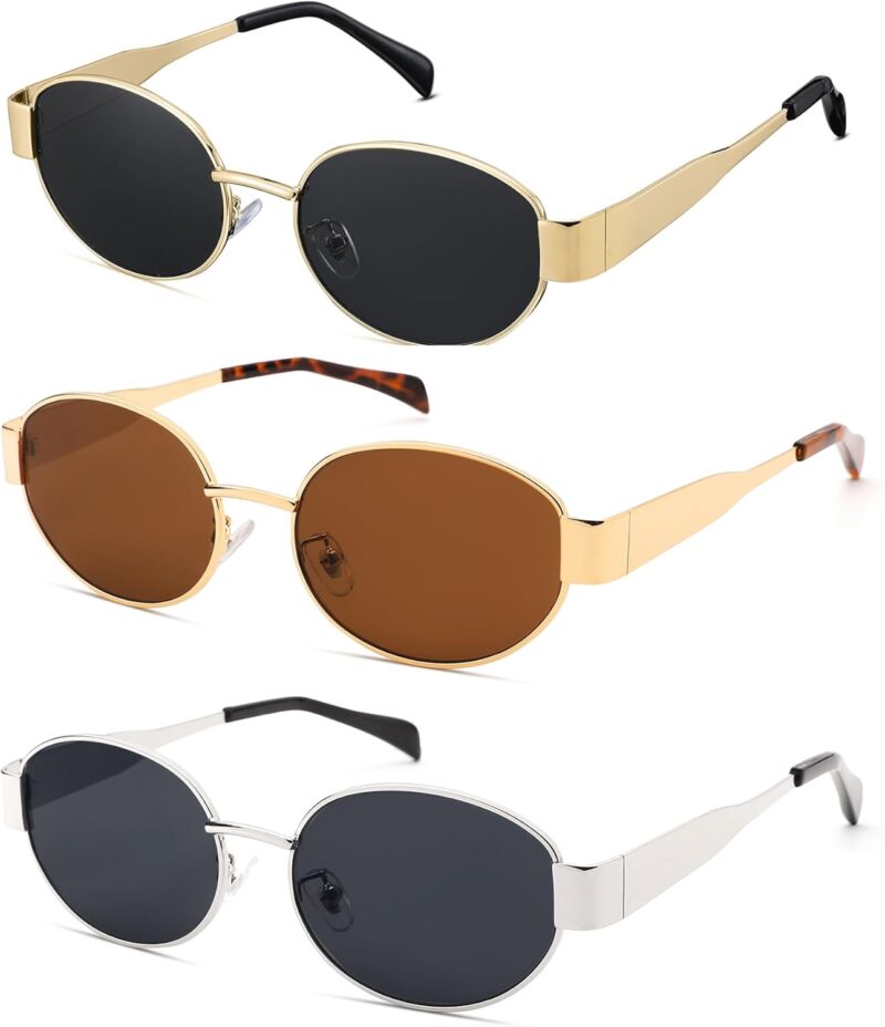 Carsbyvictor Sunglasses Oval Sunglasses for Women Men – Fashion Sun Glasses – Rectangle Metal Frame Shades