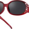 Carsbyvictor Sunglasses Oval Sunglasses for Women, Rhinestone Wrap Around Sunglasses with UV400 Protection