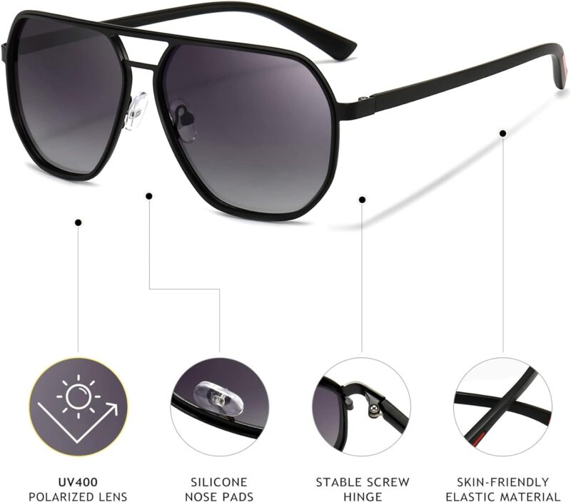 61SO-Il1eML._AC_SL1500 Carsbyvictor Sunglasses for Men and Women, Polarized Trendy Square Sun Glasses Retro Pilot Shades UV Protection