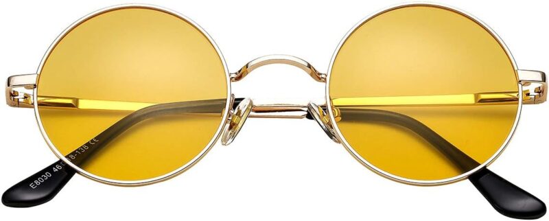 Carsbyvictor Sunglasses Round Circle Lennon Glasses Retro Round Polarized Sunglasses Hippie Style Small Circle Sun Glasses