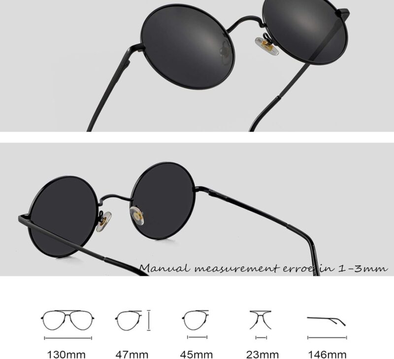 61WM3BxYnQL._AC_SL1500 Carsbyvictor Sunglasses Round Trendy Small Round Polarized Sunglasses for Men Women Circle Hippie Style Sun Glasses