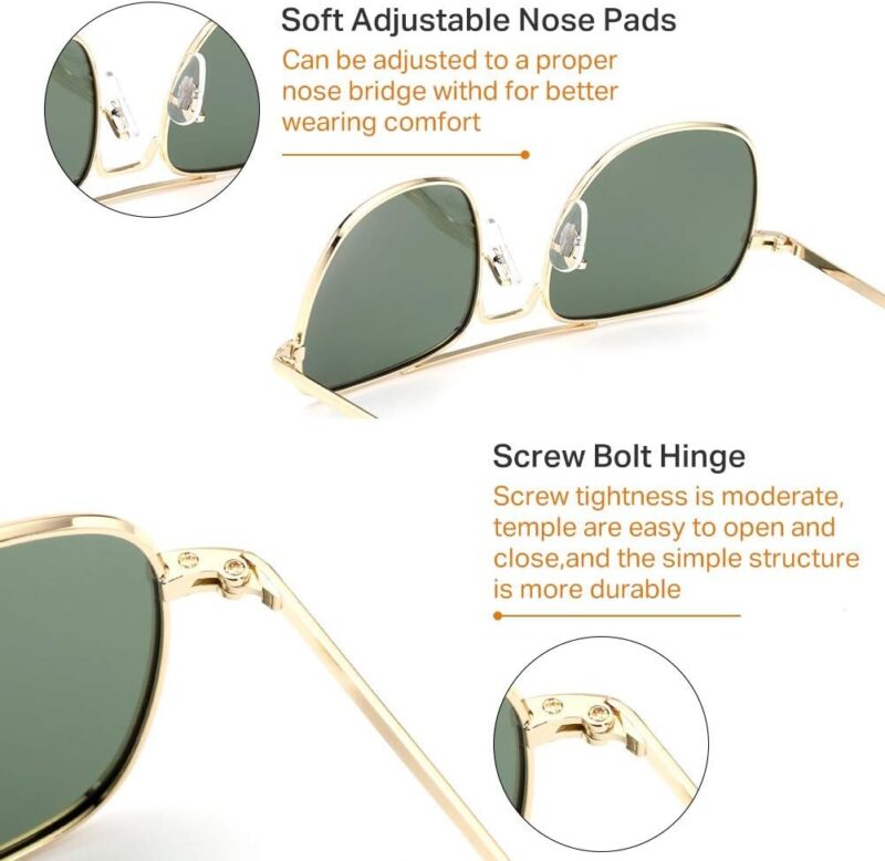 61Yxfl8ApML._AC_SL1001 Carsbyvictor Sunglasses Mens Sunglasses Polarized 55mm Pilot Military Square Shades with Bayonet Temples