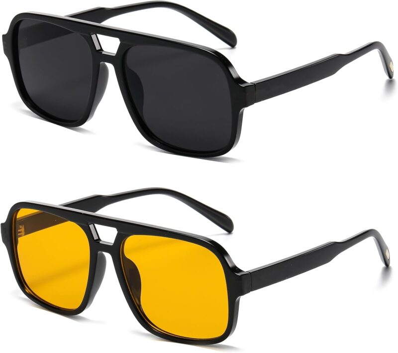 61c7TXu-MvL._AC_SL1500 Carsbyvictor Sunglasses Square Retro Sunglasses for Women Men Trendy Classic 70s Square Aviator Sun Glasses Vintage Shades