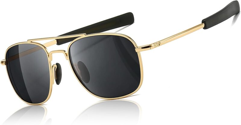 61f646wSbRL._AC_SL1500 Carsbyvictor Sunglasses Men’s Military Style Polarized Pilot Sunglasses Bayonet Temples