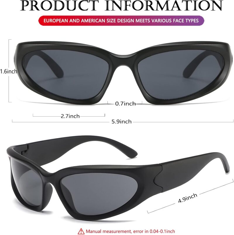 61gNkNdUWhL._AC_SL1500 Carsbyvictor Sunglasses Wraparound Wrap Around Sports Sunglasses for Men Women Fashion Oval Thick Frame Sun Glasses Stylish Sport Wrap Shades
