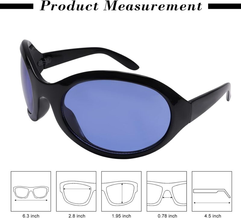 Carsbyvictor Sunglasses Oversized Oval Fashion Sunglasses for Women Men Wrap Around Classic Oval Black Sun Glasses Ladies Shades