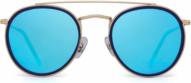 Carsbyvictor Sunglasses Round  Small Polarized Round Sunglasses for Women Vintage Double Bridge Frame
