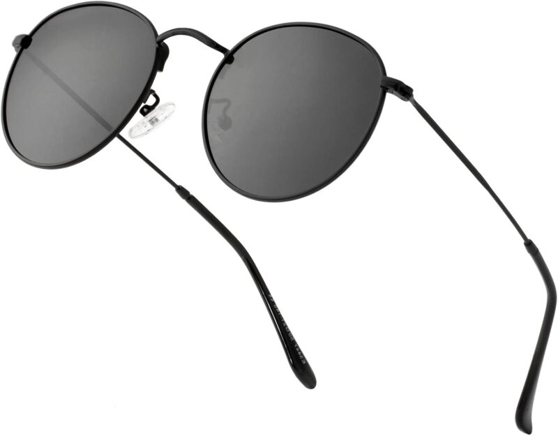 Carsbyvictor Sunglasses Round Polarized Sunglasses for Women Men Classic Retro Sun Glasses Circle Metal Frame Shades UV Protection