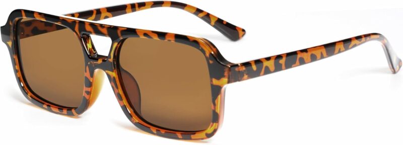 Carsbyvictor Sunglasses Square  Retro 70s Square Aviator Sunglasses for Women Men Vintage Trendy Rectangle Sun Glasses VL9816