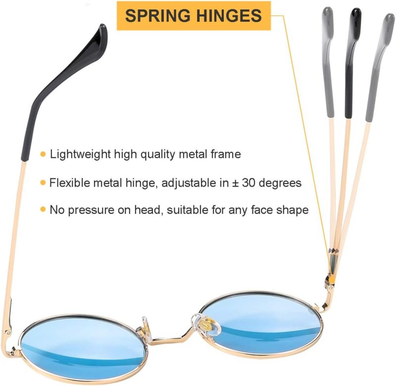 Carsbyvictor Sunglasses Round Polarized Round Sunglasses for Men Women Hippie Small Circle Glasses Red Yellow Lenses