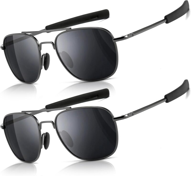 61roIsHUetL._AC_SL1500 Carsbyvictor Sunglasses Men’s Military Style Polarized Pilot Sunglasses Bayonet Temples