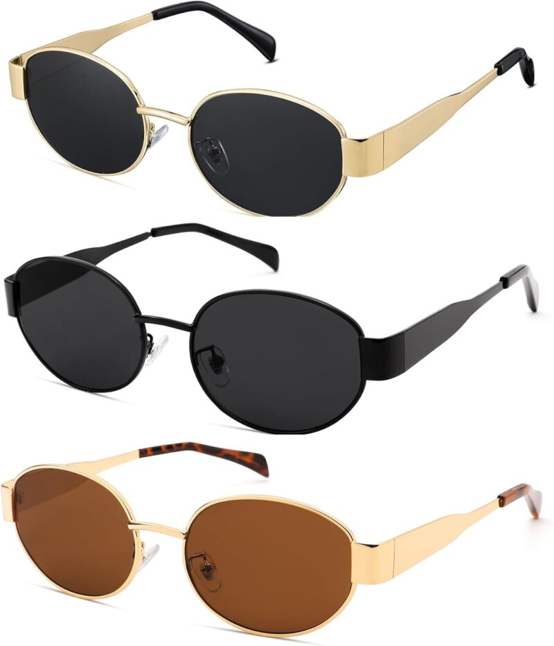 Carsbyvictor Sunglasses Oval Sunglasses for Women Men – Fashion Sun Glasses – Rectangle Metal Frame Shades