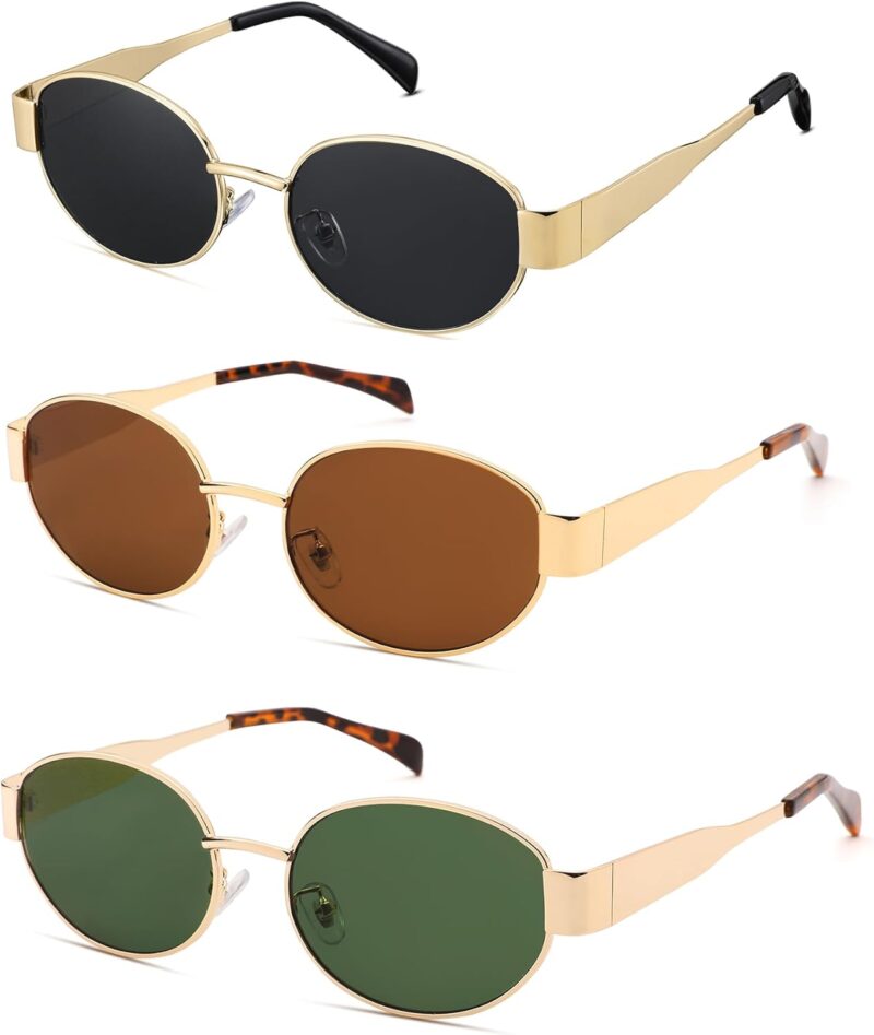 Carsbyvictor Sunglasses Oval Sunglasses for Women Men – Fashion Sun Glasses – Rectangle Metal Frame Shades