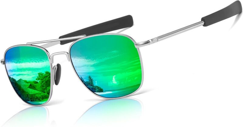 61vTtGcb9KL._AC_SL1500 Carsbyvictor Sunglasses Men’s Military Style Polarized Pilot Sunglasses Bayonet Temples