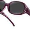 Carsbyvictor Sunglasses Oval Sunglasses for Women, Rhinestone Wrap Around Sunglasses with UV400 Protection