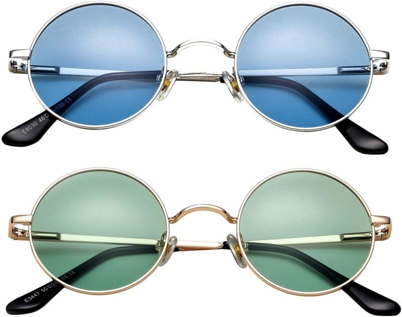 Carsbyvictor Sunglasses Round Circle Lennon Glasses Retro Round Polarized Sunglasses Hippie Style Small Circle Sun Glasses