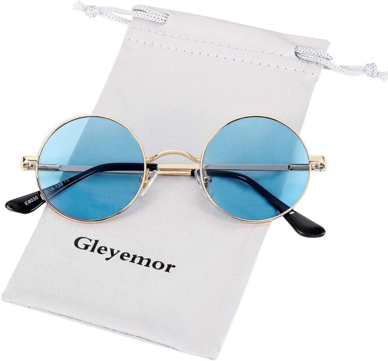 Carsbyvictor Sunglasses Round Polarized Round Sunglasses for Men Women Hippie Small Circle Glasses Red Yellow Lenses