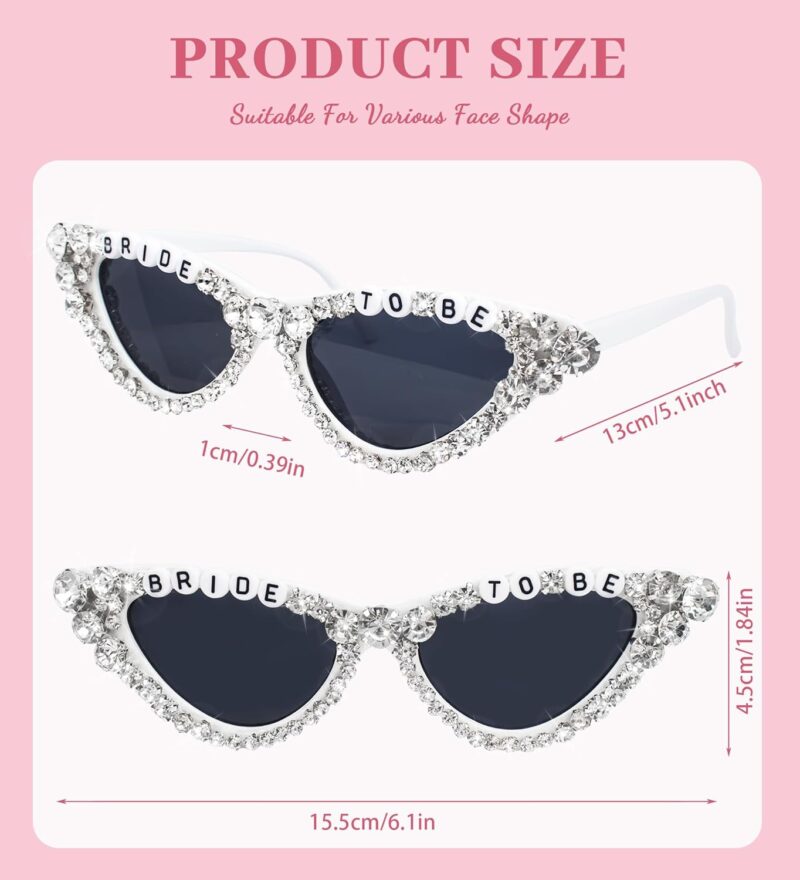 Carsbyvictor Sunglasses Cat EyeBride Sunglasses for Bachelorette White Heart Glasses for Bride to Be Gift, Bachelorette Accessories Party Favors