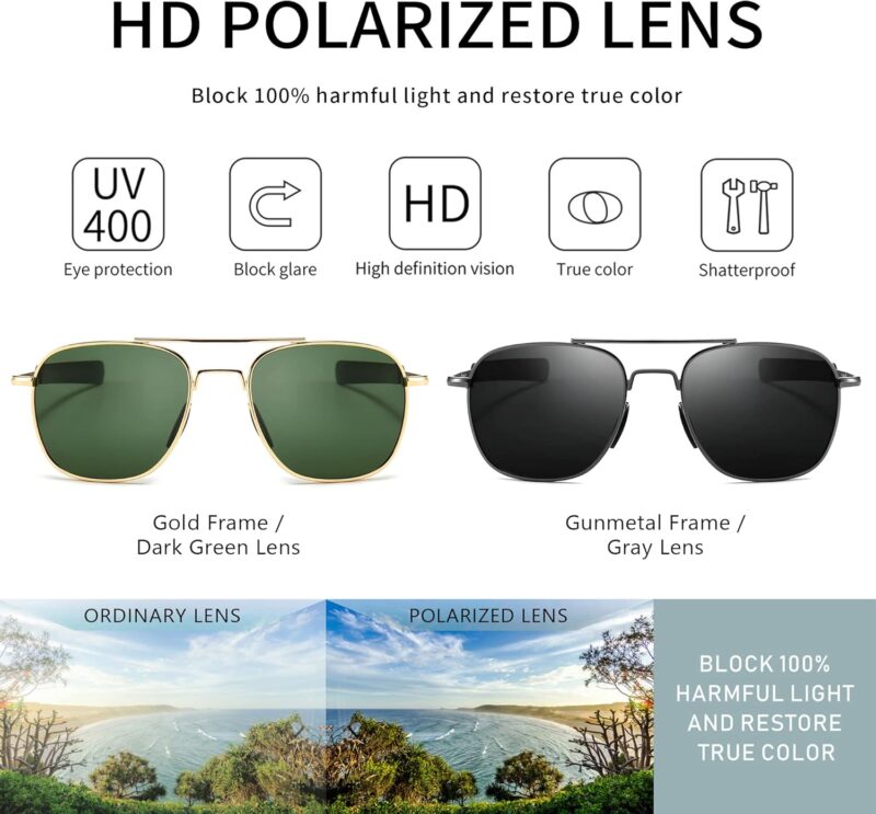 71Bg_UdCfbL._AC_SL1500 Carsbyvictor Sunglasses Men’s Military Style Polarized Pilot Sunglasses Bayonet Temples