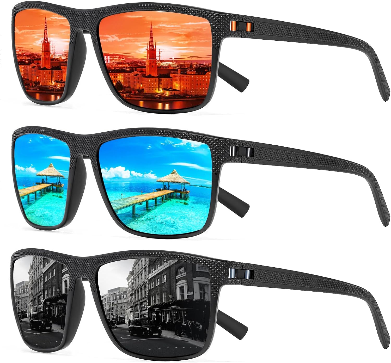 Carsbyvictor Sunglasses Square Polarized Sunglasses Wayfarerfor Men and Women Lightweight Frame Sun Glasses with UV Protection